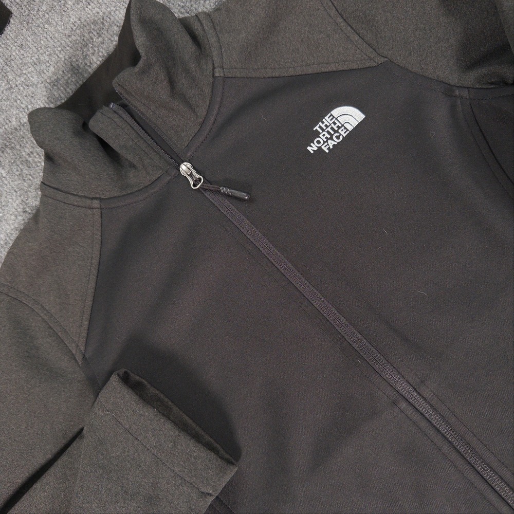 The North Face Womens Full Zip Softshell Hybrid Jacket Black Grey Medium #4985